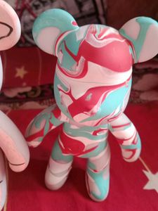 3 Unique Decorative Painted Bear Figurines