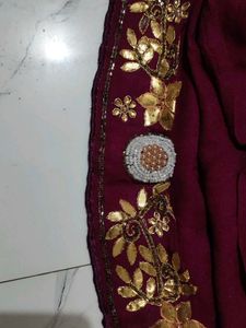 Designer Maroon Saree with Yellow Blouse