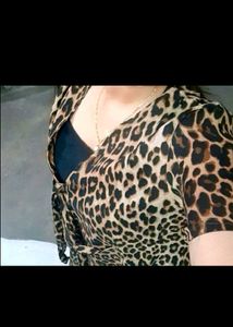 Leopard Print Tie-Front Top