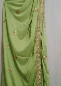 Embroidered Green Kurti Set