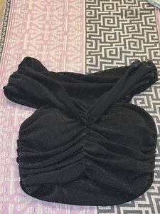 Sparkly Ruched Off-Shoulder Top