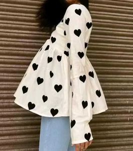 Chic White Heart Print Top