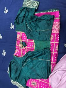 Vibrant Pink Saree with Gold Motifs