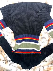 Striped Sleeve Knit Top