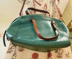 Stylish Teal Leather Satchel Handbag