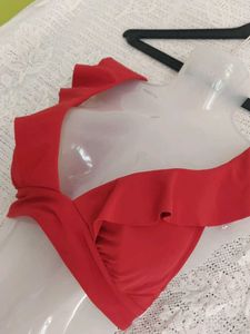 Rust Ruffled Bikini Top