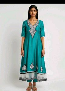 Teal Embroidered Anarkali Suit