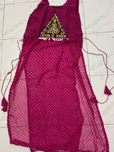 Magenta Embroidered  Kurti