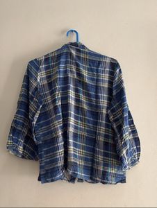Blue Plaid Button-Up Shirt