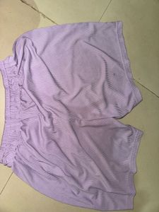 Lavender Ribbed Drawstring Shorts
