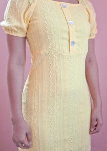 Lemon Yellow Eyelet Dress