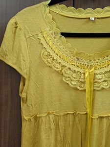 Yellow Lace Detail Women's Top