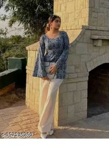 Stylish Printed Bell Sleeve Kurta