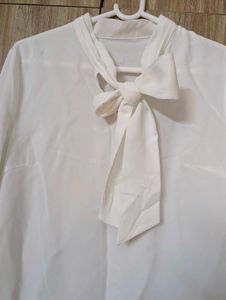 White Bow Neck top