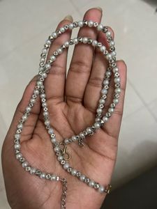 Elegant Pearl &amp; Silver Bead Anklets