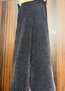 Sparkly Black Wide-Leg Pants