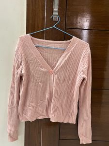 Chic Pink Button-Up Cardigan