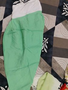 White Kurta Set with Green Embroidery