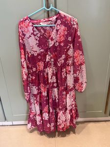 Floral Print Tiered Midi Dress