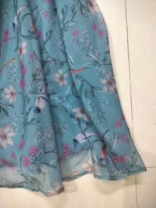 Light Blue Floral Print Midi Dress