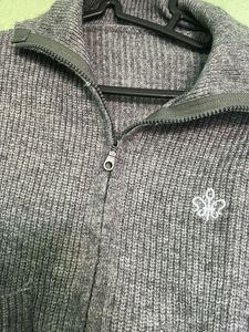 Gray Zip-Up Knit Sweater