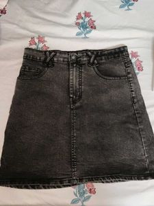 Grey Denim Mini Skirt