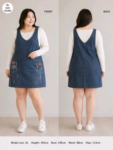Denim Pinafore Dress with Patchwork Pockets