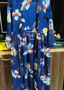 Chic Floral Print Sheer Gown