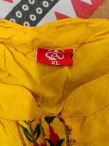 Yellow Kurta Set with Embroidered Detail