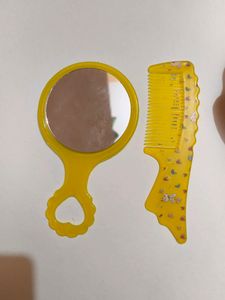 Hair Rubber In Satin And Mirror With Comb