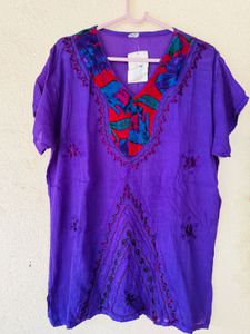 Vibrant Purple Embroidered Kurta Top