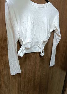 White Long Sleeve Crop Top
