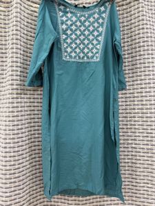 Beautifully Embroidered Teal Kurta