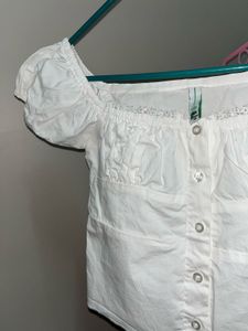 White solid square neck top(newme)