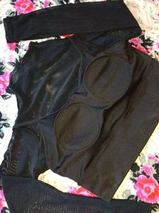 padded Sheer Black Long Sleeve Crop Top