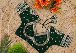 Embroidered dark Green Ethnic Blouse