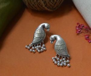 Bird Design Silver Earrings