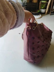 leather Mauve Shoulder Bag