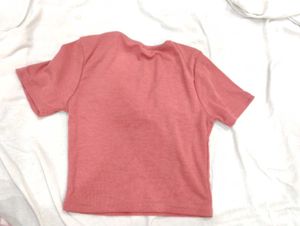 Coral V-Neck crop T-Shirt