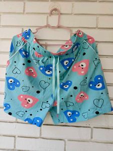 Cute Blue Bear &amp; Heart Pajama Set