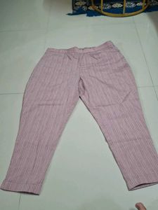 Pink Striped Cropped Trousers