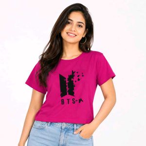 BTS Graphic Print Rose short T-Shirt