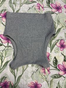Grey Ribbed Cropped Tank Top