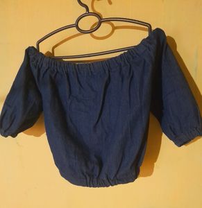 Denim Off Shoulder Top For Women.