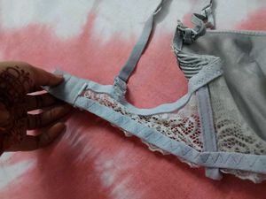 Lace Trim Striped Bra