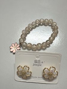 Flower Charm Bracelet & Earrings Set
