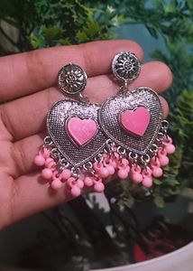 Pink Heart Dangle Earrings