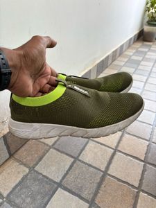 Wrogn Olive Green Slip-On Shoes