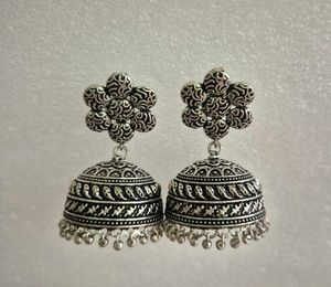 Customized Oxidized Silver Jhumka Earrings-Unused