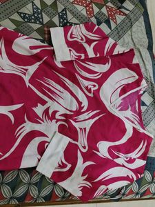Vibrant Pink &amp; White Printed Kurta with pant